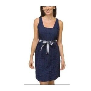 Gretchen Scott Dress Womens Large Eyelet Belted Sleeveless Summer Sundress